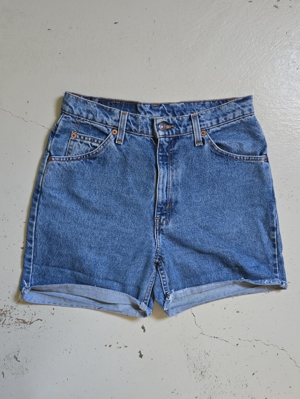 Vintage Orange Tab Levi's Cut Off Denim Shorts Size 8 Women's